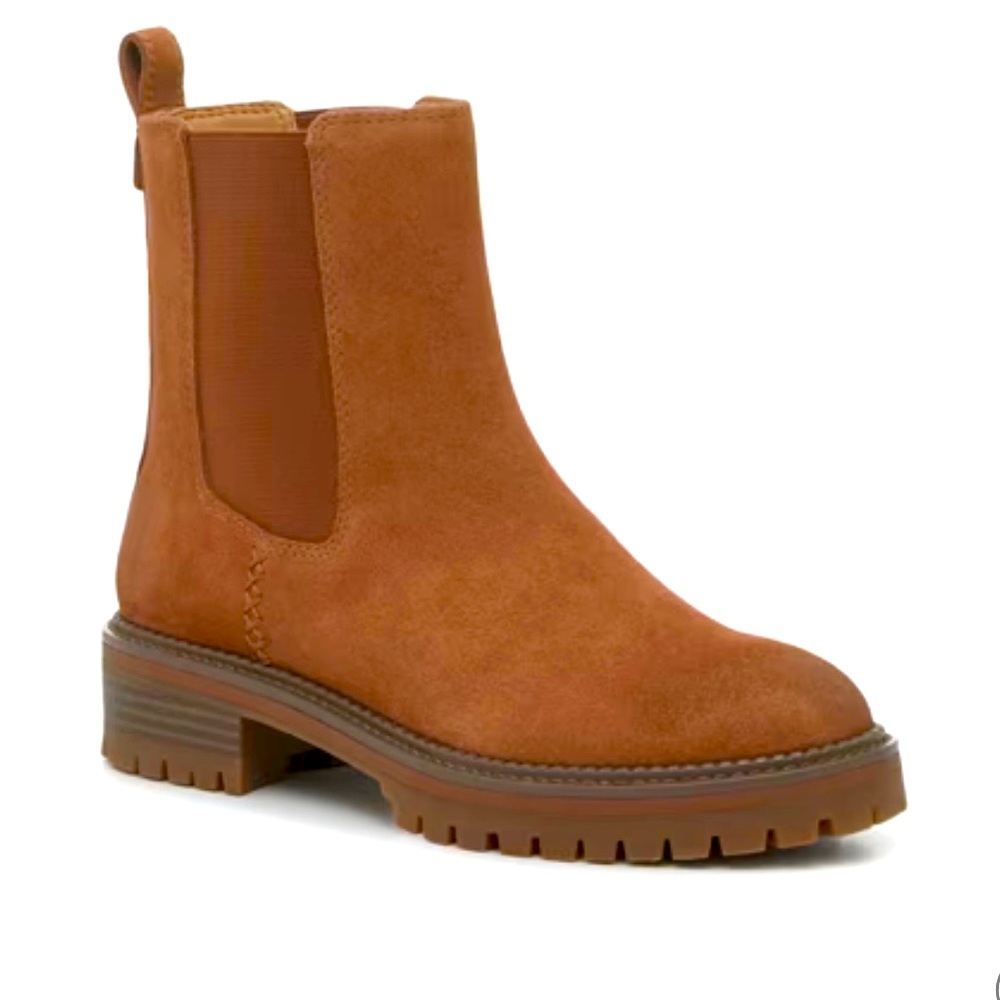 Tan Suede Pull On Ankle Boots Size 10